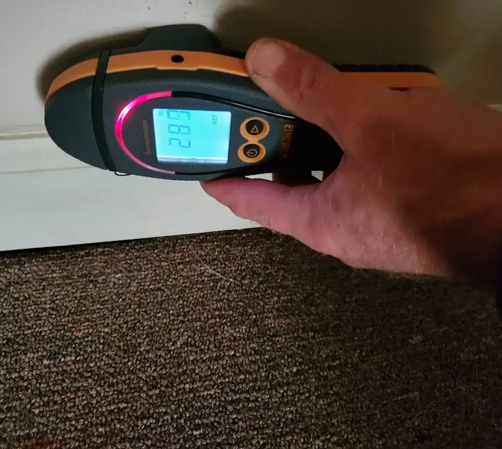 Moisture detection at baseboard during Sewage Cleanup & Sanitation in Eaton