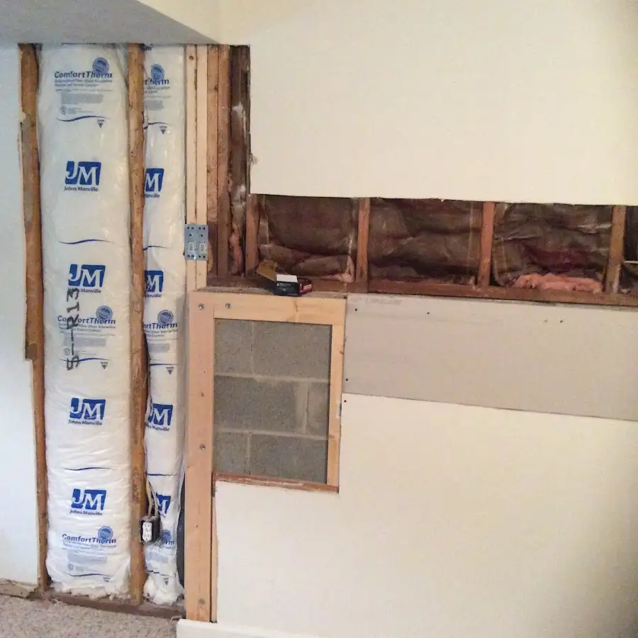 Wall insulation replacement during Basement Flood Cleanup in Eaton